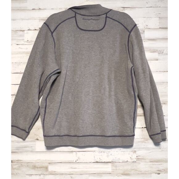 Tommy Bahama 1/4 Zip Mock Neck Reversible Sweater Mens Purple/Gray Large? - Picture 7 of 9